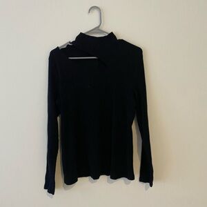 Who What Wear Black Long Sleeve Cut Out Top